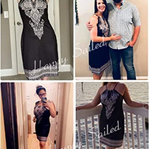 Happy Sailed Women Summer Halter Neck Dress Floral Print Bohemian Beach Dress - Picture 5 of 6